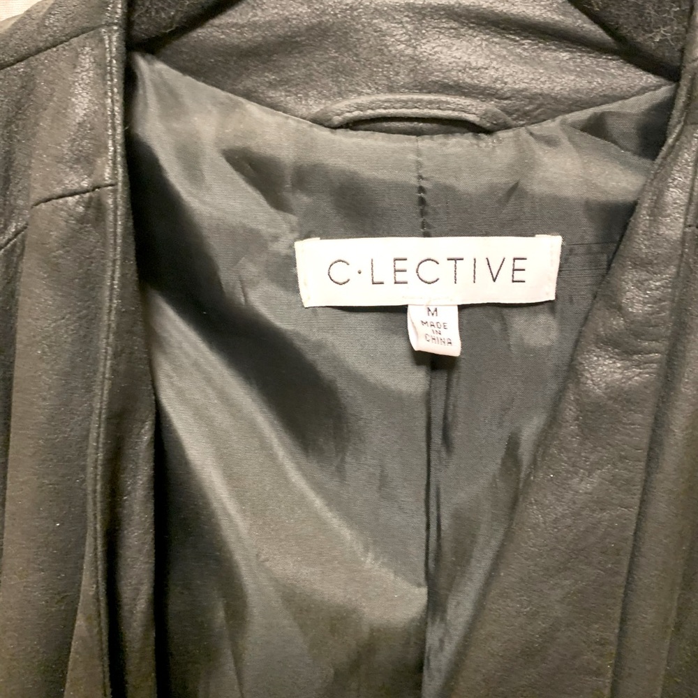 Leather Drape-front Jacket - Medium - C-LECTIVE - Picture 4 of 6